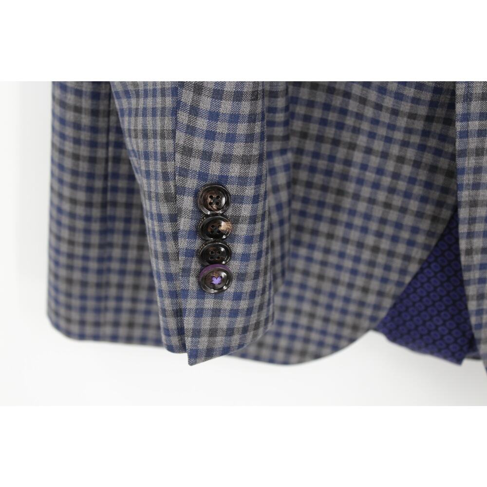 TED BAKER ENDURANCE JAY MEN'S GRAY Purple Check PLAID 2-BUTTON BLAZER SIZE 36R - Picture 4 of 7